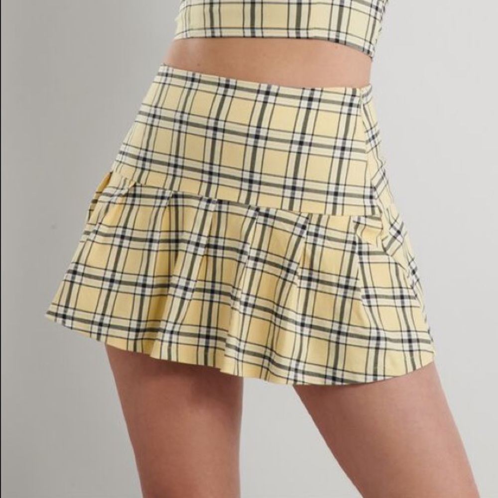 Garage “As If” Clueless Yellow Plaid Pleated Skirt